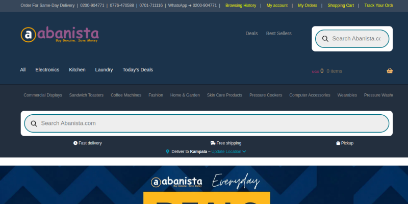 Abanista Shopping Uganda website preview