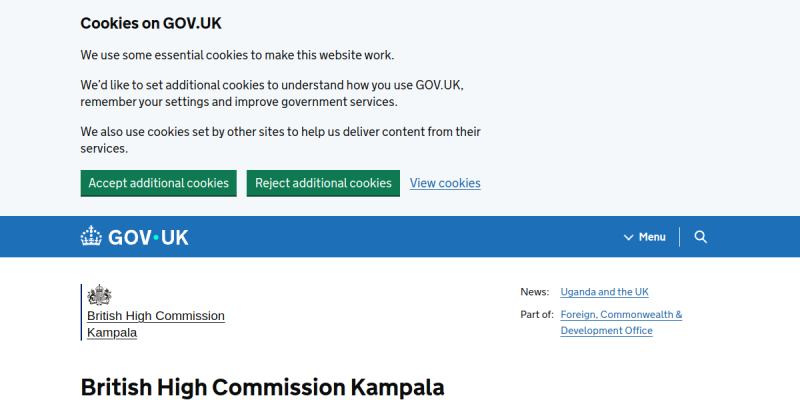 British High Commission Kampala website preview