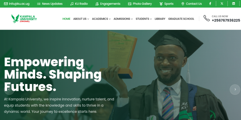 Kampala University website preview