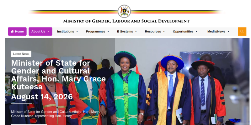 Ministry of Gender, Labour and Social Development website preview