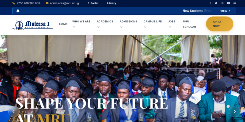 Mutesa I Royal University website preview