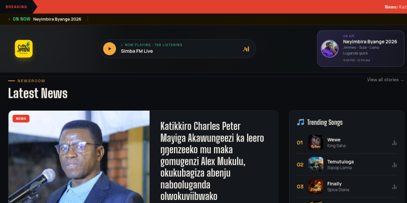 Radio Simba website preview